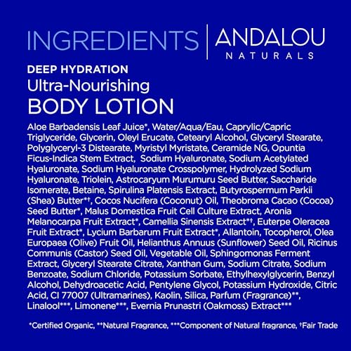 Andalou Naturals Body Lotion - Deep Hydration for Dry Skin, Vegan, 8 fl oz