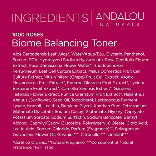 Andalou Naturals 1000 Roses Face Toner - Balances, Protects & Hydrates Sensitive Skin - 6 Fl Oz