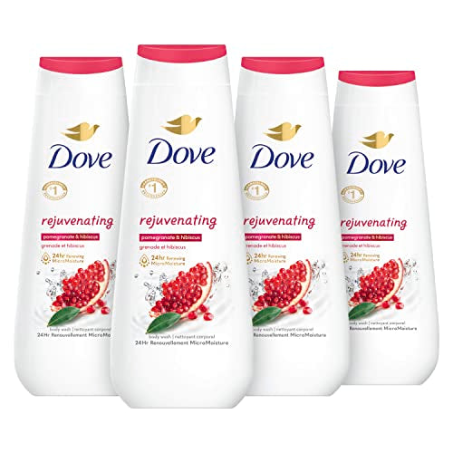 Dove Body Wash - 24HR MicroMoisture for Soft Skin, Pomegranate & Hibiscus - 20oz, 4 Count