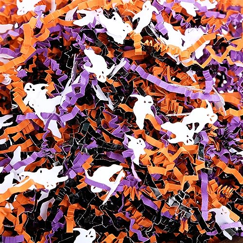 PAPER FAIR Gift Bundle - Premium Halloween Crinkle Cut Paper & Ghost Confetti, 1lb