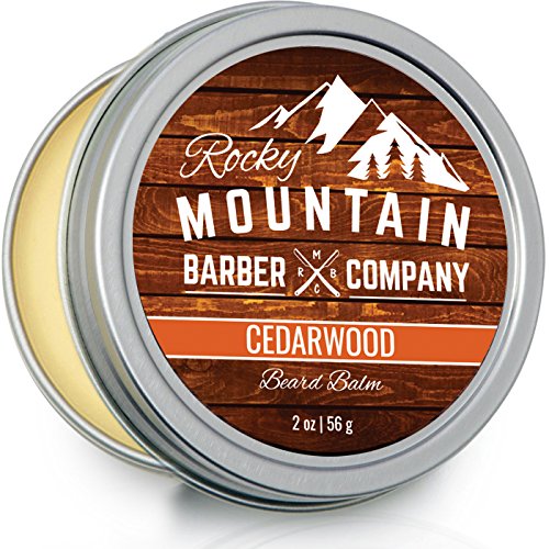 Rocky Mountain Barber Beard Balm - Cedarwood Scent, Natural Ingredients, 2 oz Tin