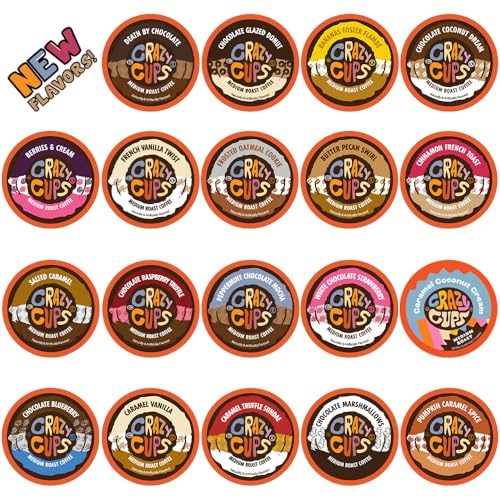 Crazy Cups Flavored Coffee Pods - Guilt-Free Variety Pack, Vegan & Gluten-Free - 20 Count