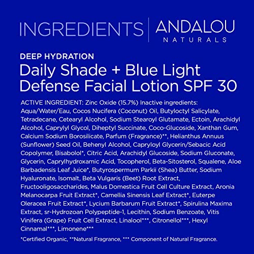 Andalou Naturals Face Sunscreen - Broad Spectrum SPF 30, Hydrating with Hyaluronic Acid - 2.7 Fl Oz