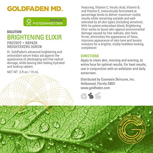 GOLDFADEN MD Face Serum - Brightens, Hydrates, Anti-Aging with Vitamins & Ferulic Acid - 0.5 fl oz