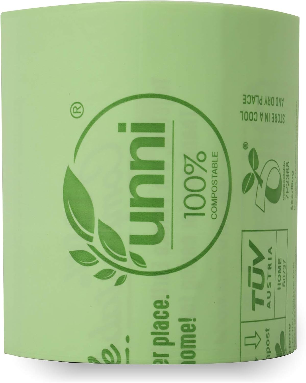 UNNI Compostable Trash Bags - 100% Biodegradable, Plant-Based, ASTM D6400 Certified - 2.6 Gallon