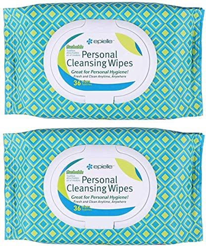 Epielle Personal Cleansing Wipes - Gentle Aloe Vera Formula, Flushable & Travel Size - 72 Count