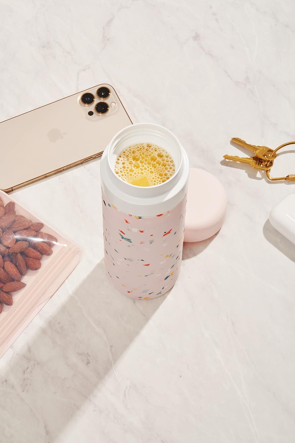 W&P Porter Insulated Bottle - Pure Taste Ceramic Coating, Leakproof, 20oz Blush Terrazzo