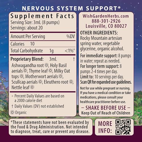 WishGarden Herbs Deep Stress Herbal Supplement - Adrenal Support with Ashwagandha, 4oz