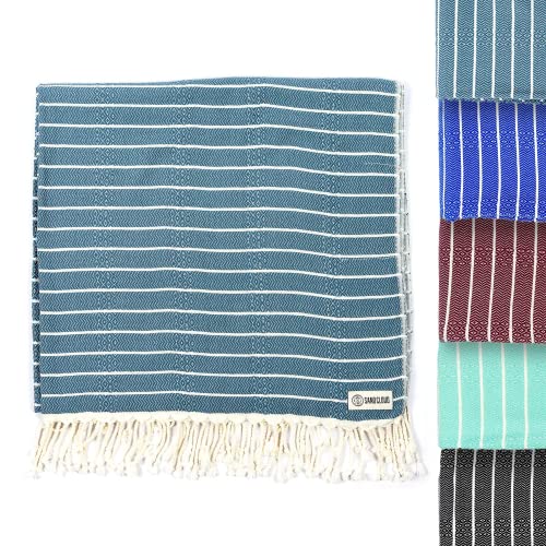 Sand Cloud Turkish Beach Towel - Quick Dry, Sand Resistant, 100% Organic Cotton - 37x69 Denim