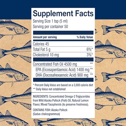 Wiley's Finest Omega-3 Liquid Supplement - 2300mg EPA/DHA, Wild Caught Alaskan Fish - 8.45 Oz