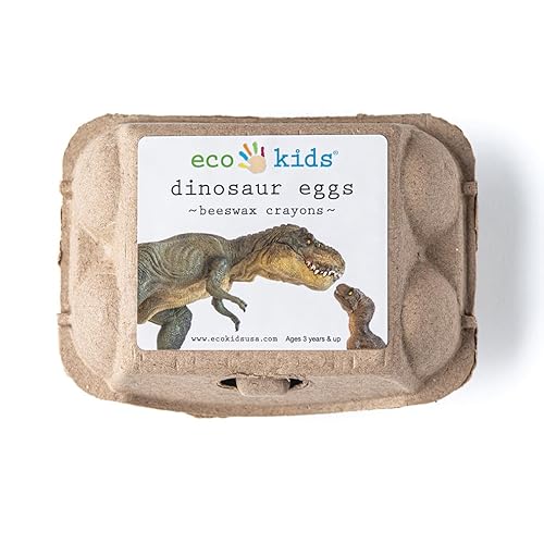 Eco-Kids Beeswax Crayons - Safe, Vibrant Dinosaur Egg Design, Non-Toxic, Pack of 6