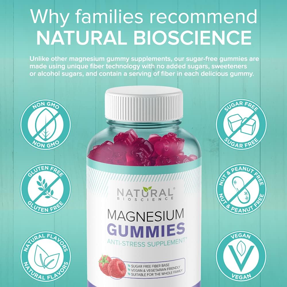 Magnesium Gummies | Sugar-Free, Vegan, Natural Raspberry Flavor, 180 Gummies