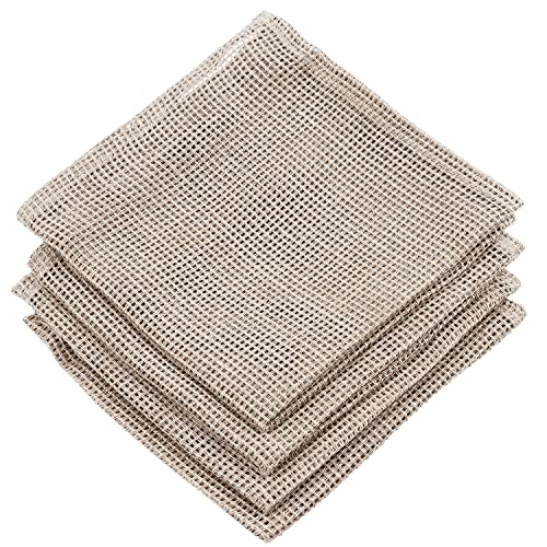 Thing Stories Linen Exfoliating Washcloth - Absorbent, Durable, Natural Flax - 4-Pack, 12x12in