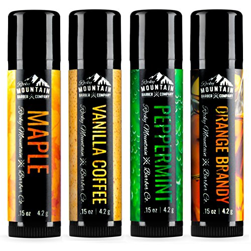 Rocky Mountain Barber Lip Balm Set - Fresh Scents, Simple Ingredients - 4 Tubes