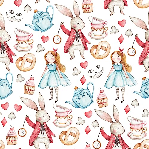 Waterleaf Paper Co. Gift Wrap - 100% Dissolvable, Premium Design, 4 Sq Ft, Alice's Tea Party