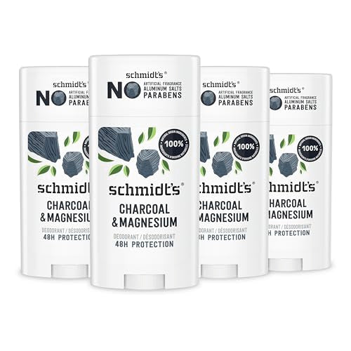 Schmidt's Vegan Deodorant - 24-Hour Odor Protection, Natural Charcoal & Magnesium - 2.65oz