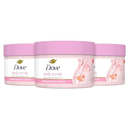 Dove Body Scrub - Silky-Smooth Nourishment with Himalayan Salt & Rose Oil - 10.5 oz, 3 Count