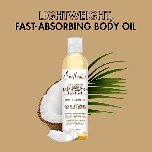 SheaMoisture Body Oil - Daily Hydration, Fast-Absorbing, Non-Greasy - Virgin Coconut Oil, 8oz