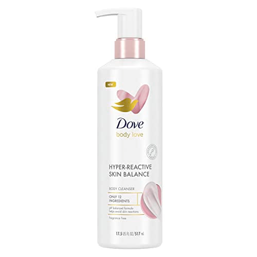 Dove Body Love Body Cleanser - Balance Hyper-Reactive Skin, Fragrance-Free, 12 Ingredients - 17.5oz