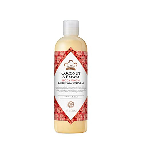 Nubian Heritage Coconut Papaya Body Wash - Hydrates & Revitalizes Dry Skin, 13 oz