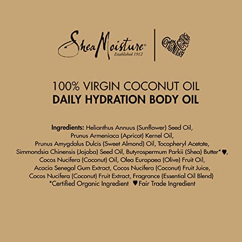 SheaMoisture Body Oil - Daily Hydration, Fast-Absorbing, Non-Greasy - Virgin Coconut Oil, 8oz