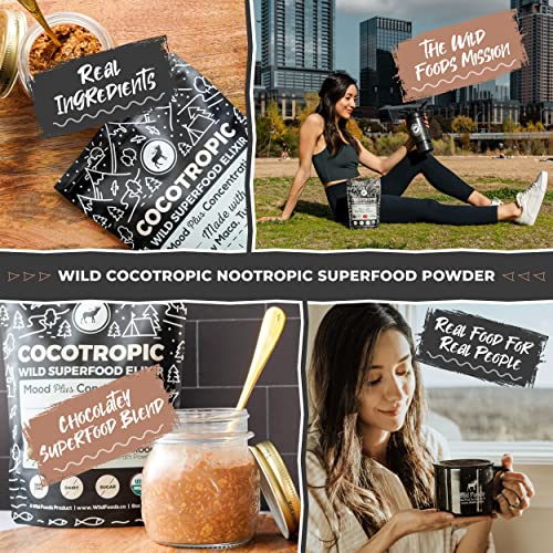 Wild Food Organic Cocotropic Superfood Hot Chocolate - Mood Boosting, Non-GMO, Vegan - 16oz