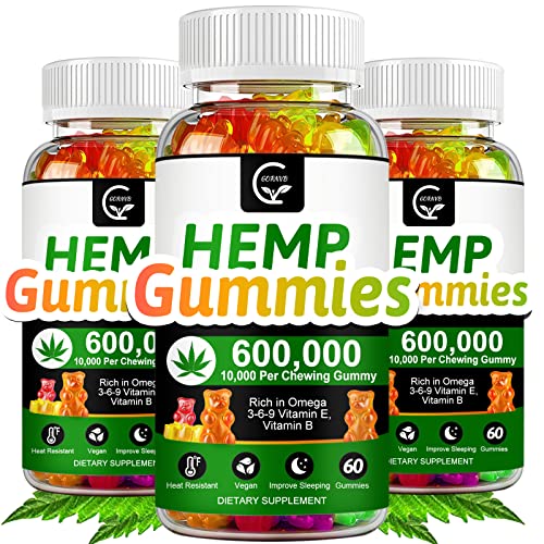 GORNVB High Potency Hemp Gummies - Mood Support, Relaxation, Vegan, Non-GMO - 600,000mg 3 Pack