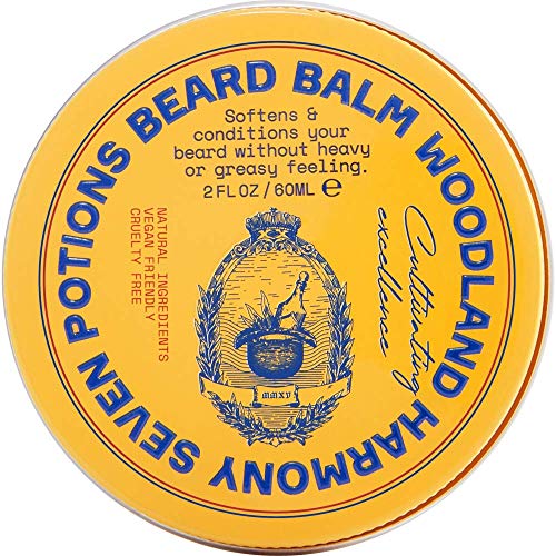 Seven Potions Beard Balm - Nourishes & Softens, Stops Itch, 100% Natural - 2oz Woodland Harmony