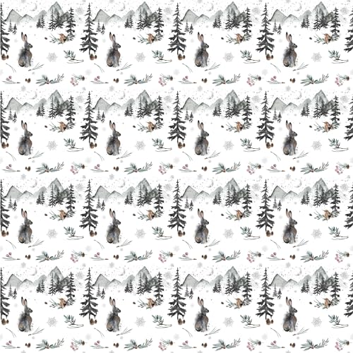 Waterleaf Paper Co. Dissolvable Gift Wrap - Unique Winter Rabbit Design, 100% Compostable - 10 Sq Ft