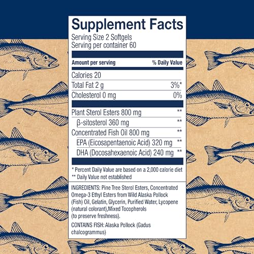 Wiley's Finest Omega-3 Fish Oil - Supports Heart Health, Non-GMO Plant Sterols - 120 Softgels