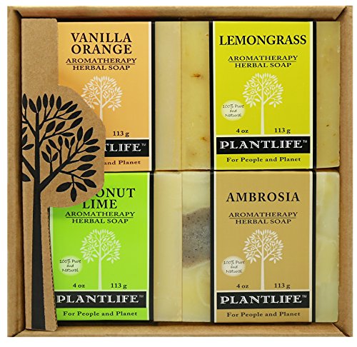 Plantlife Aromatherapy Soap Set - Pure Essential Oils, Handcrafted Bars, 4 Pack Selection