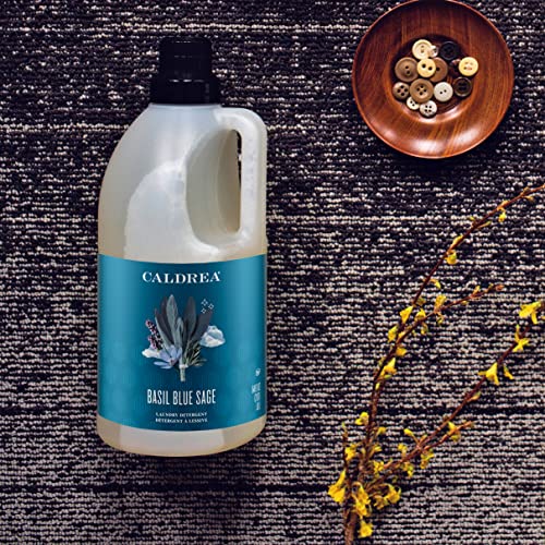 Caldrea Liquid Laundry Detergent - Odor & Stain Removal, Plant-Based, Basil Blue Sage - 64 oz