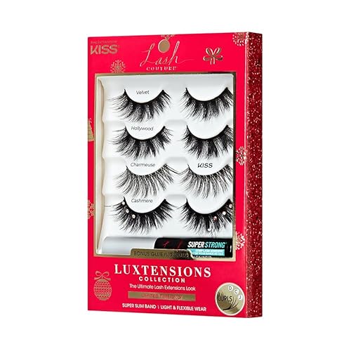 KISS Lash Couture False Eyelashes - 3D Volume, Soft Matte Finish, 4 Pairs, Reusable