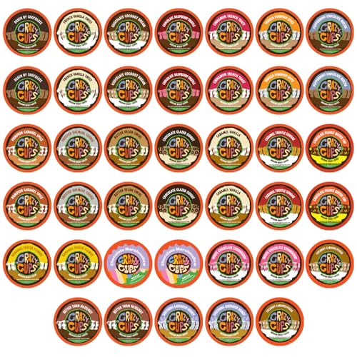 Crazy Cups Decaf Coffee Variety Pack - 10 Unique Flavors, Recyclable Cups - 40 Count