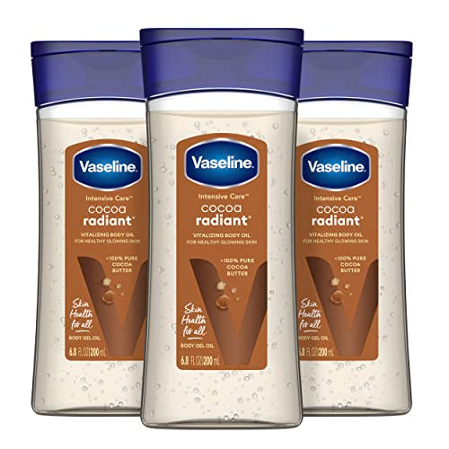 Vaseline Body Oil - Hydrating Cocoa Butter Formula for Glowing Skin - 3 Count, 6.8oz Each