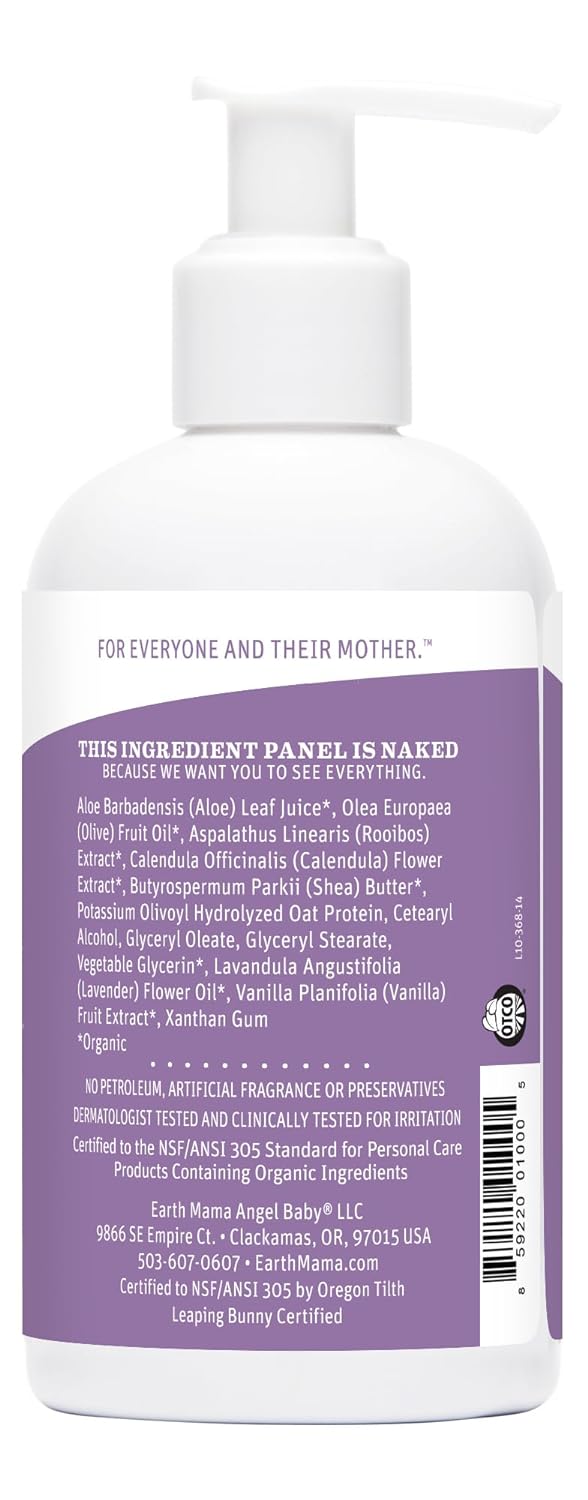 Earth Mama Calming Lavender Baby Lotion - Soothes Dry Skin, Organic Ingredients - 8 Fl Oz (2Pk)