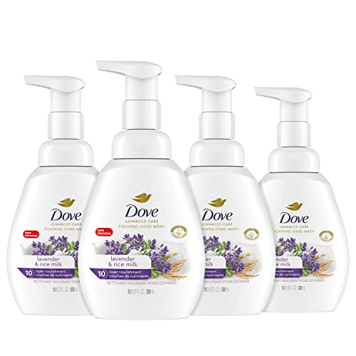 Dove Foaming Hand Soap - Moisturizes Deeply, Removes Germs, Lavender & Rice Milk - 10.1oz, Pack of 4