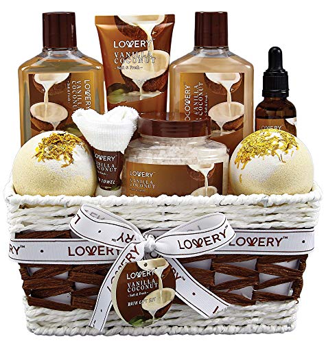 Lovery Bath & Body Gift Set - Vanilla Coconut Spa Experience, Paraben-Free - 9 Pieces