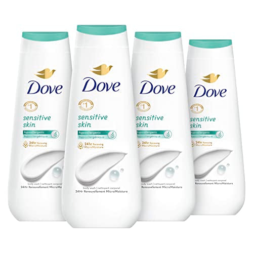 Dove Body Wash for Sensitive Skin - Hypoallergenic, Moisturizing Formula, 20oz (4 Count)