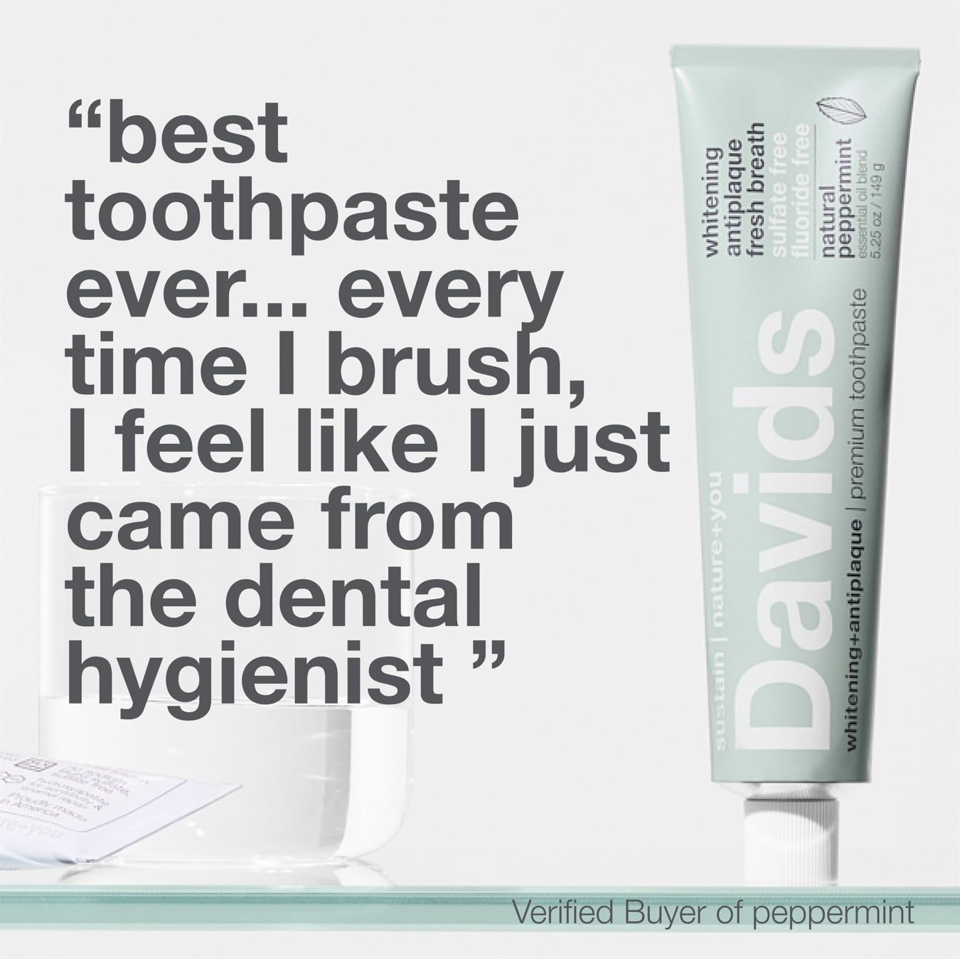 Davids Natural Toothpaste - Whitening & Antiplaque, Fluoride-Free, EWG Verified, 5.25oz