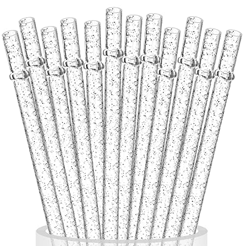 ALINK Reusable Glitter Straws Set - BPA-Free, Unbreakable Design, 11" Long for Tumblers - 12 Pack