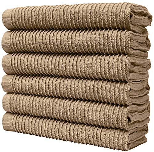 Bumble Kitchen Towels - Highly Absorbent 100% Cotton, 6 Pack with Hanging Loop - 16" x 26"