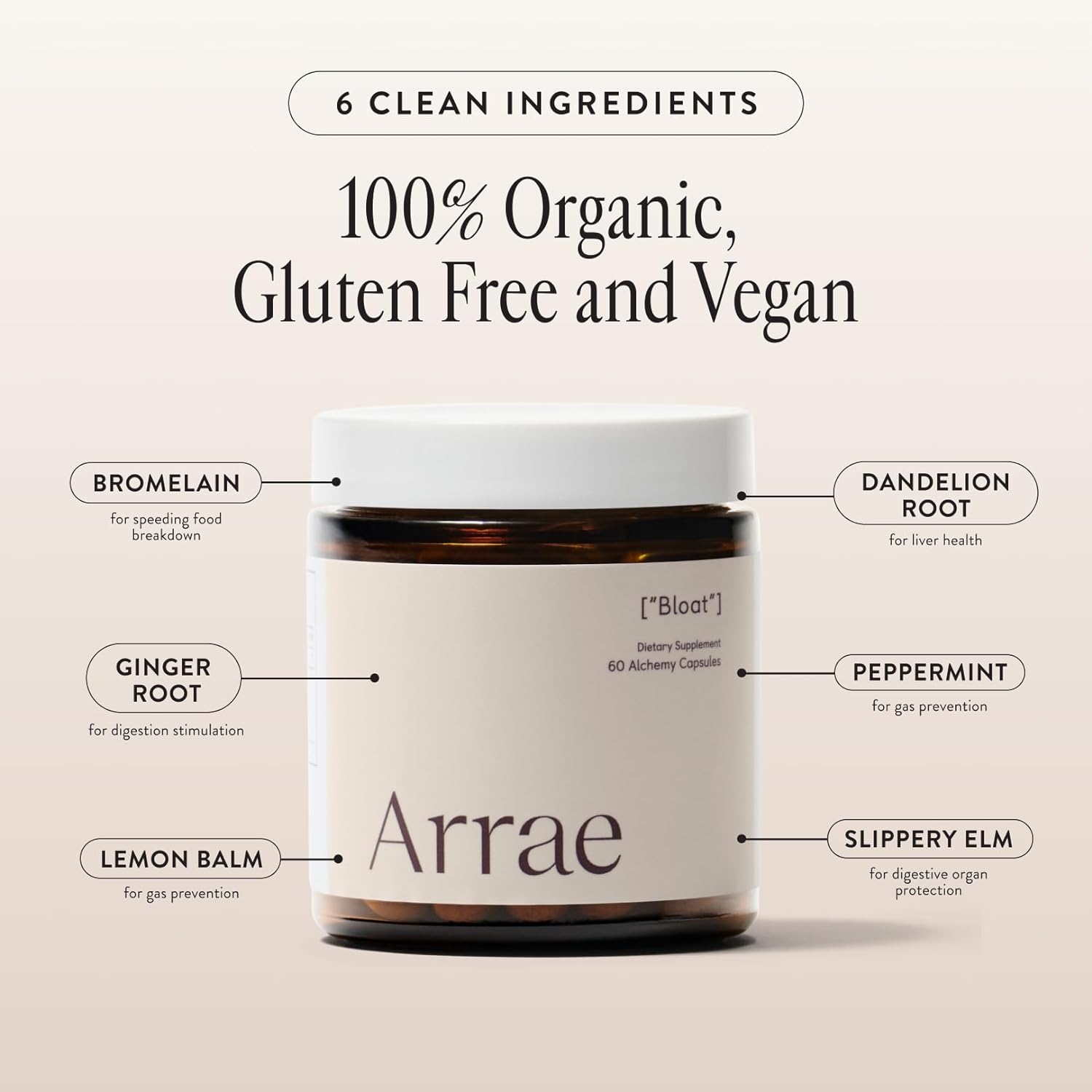 Arrae Digestive Enzymes - Fast Relief from Bloat & Indigestion, All Natural Ingredients - 60 Caps