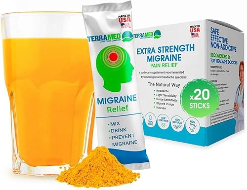 Terramed Migraine Relief - Reduces Pain & Nausea, Natural Ingredients, Orange Flavor - 30 Packets