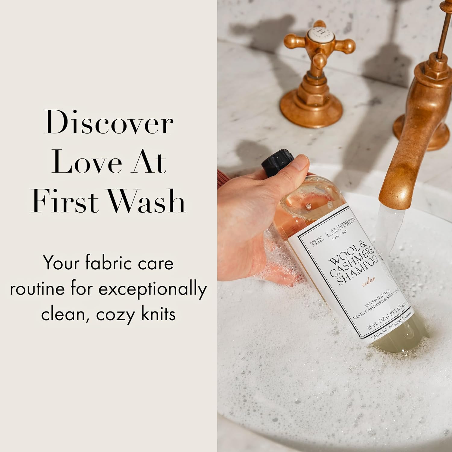 The Laundress Wool & Cashmere Shampoo - Double Concentrated, Cedar Scent, Bio-based - 16 Fl Oz