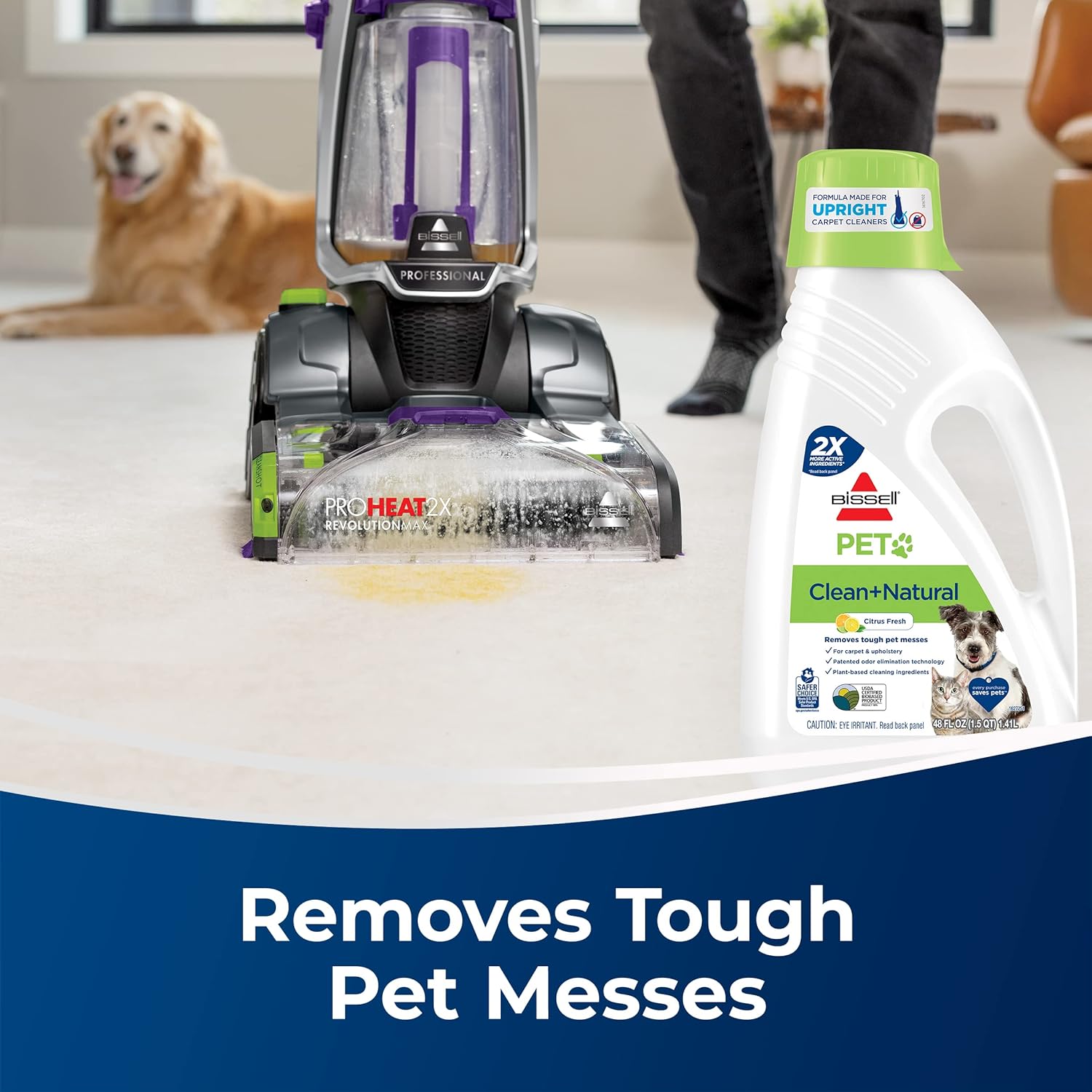 Bissell Carpet Cleaner - Tough Pet Stain Removal, Biodegradable Formula, Fresh Citrus Scent - 48oz