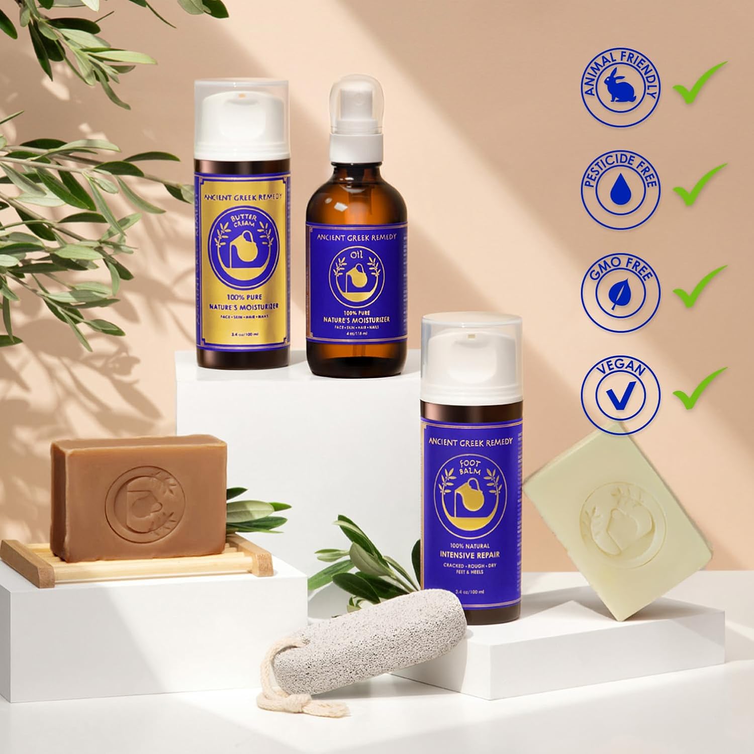 Ancient Greek Remedy Bath and Body Set - Nourishing, Hypoallergenic, Lavender Scent - Gift Kit