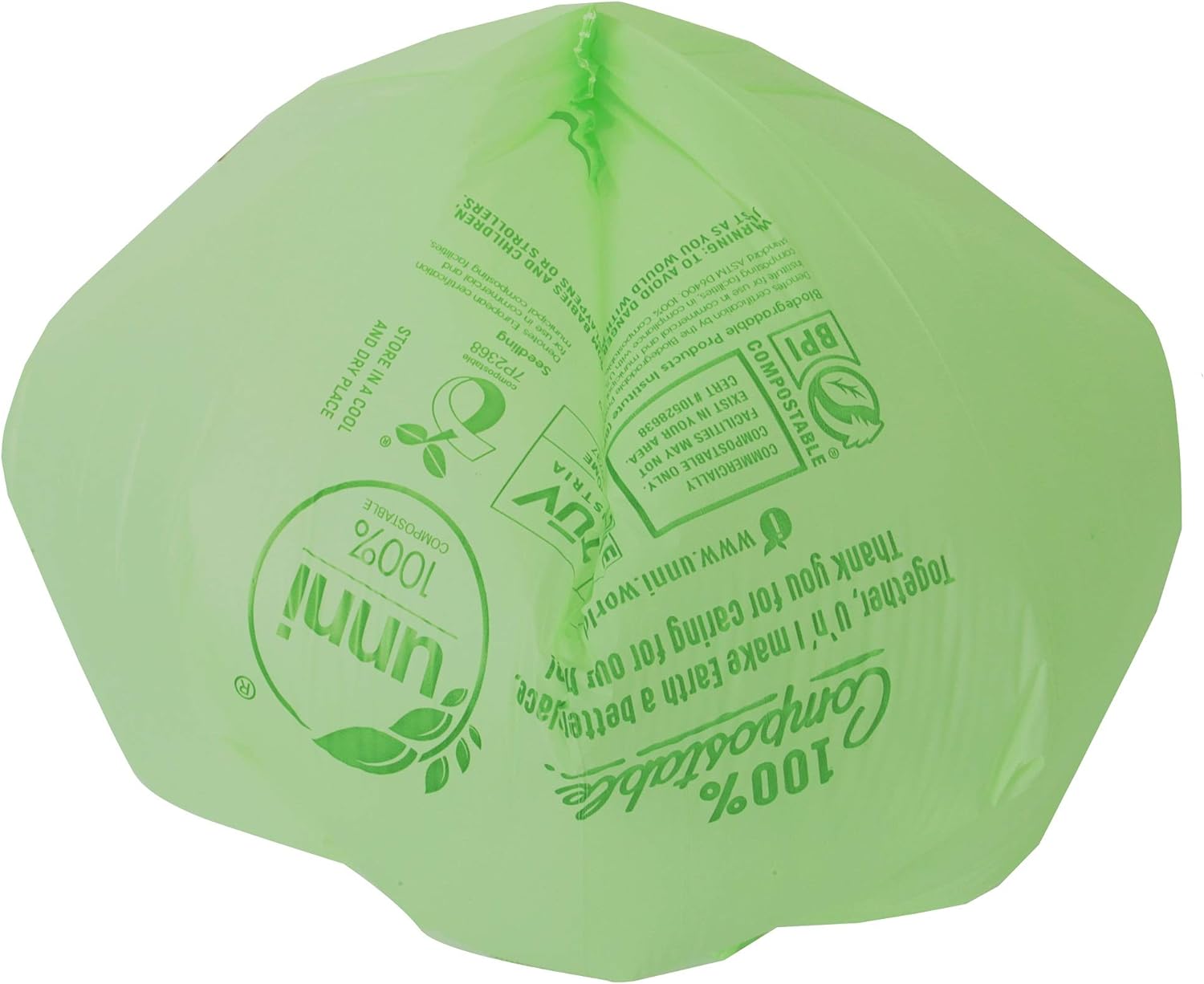 UNNI Compostable Trash Bags - 100% Biodegradable, Plant-Based, ASTM D6400 Certified - 2.6 Gallon