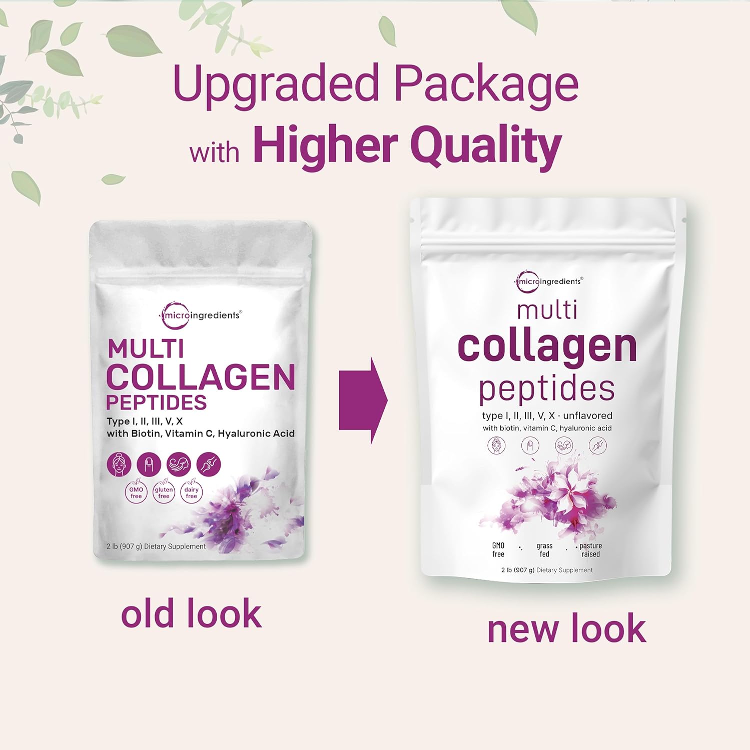 Micro Ingredients Collagen Protein Powder - Anti-Aging Support, Non-GMO, Unflavored - 2lb