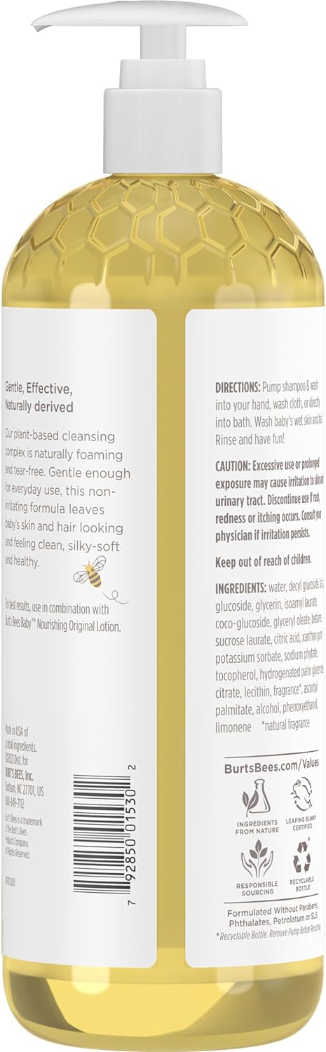 Burt's Bees Baby Shampoo & Wash - Tear-Free, Pediatrician Tested, 98.7% Natural - 21 Fl Oz